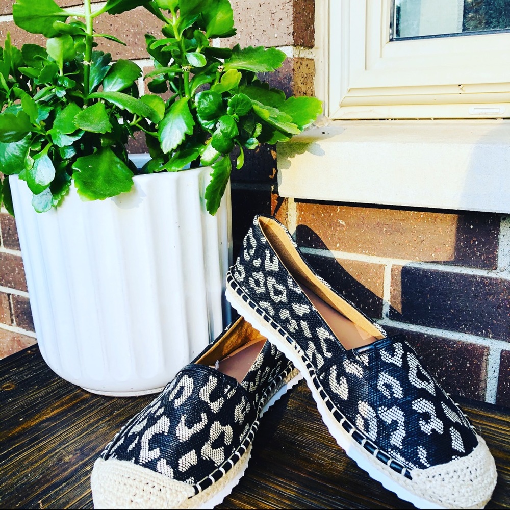 Leopard Espadrille Flats Sz 8.5